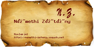 Némethi Zétény névjegykártya